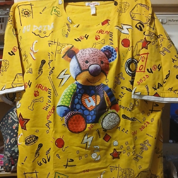 Nasa / Robero Britto Collab Tops - Colorful Graphic T-Shirt with Bear Design 3xL- See Measurements In Description.